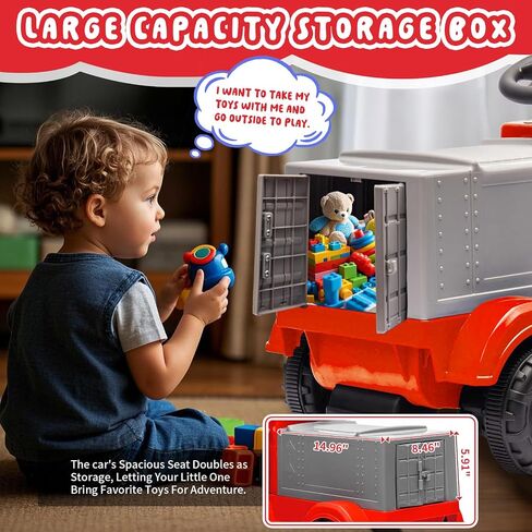 6V Ride on Truck for Toddlers - Kids Electric Car with Large Storage Box, Music, LED Lights, Rechargeable Battery, One-Button Start, Indoor/Outdoor Ride on Toy for Kids Boys Girls (Dark Blue) in Saudi Arabia