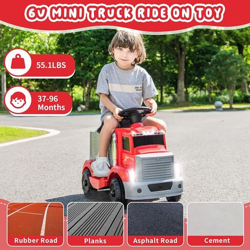 6V Ride on Truck for Toddlers - Kids Electric Car with Large Storage Box, Music, LED Lights, Rechargeable Battery, One-Button Start, Indoor/Outdoor Ride on Toy for Kids Boys Girls (Dark Blue) in Saudi Arabia