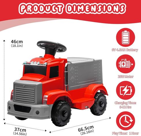 6V Ride on Truck for Toddlers - Kids Electric Car with Large Storage Box, Music, LED Lights, Rechargeable Battery, One-Button Start, Indoor/Outdoor Ride on Toy for Kids Boys Girls (Dark Blue) in Saudi Arabia