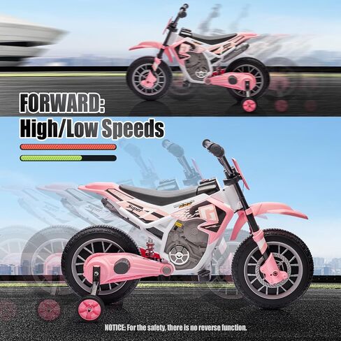 JOYLDIAS Kids Motorcycle Dirt Bike, 12V7AH Battery-Powered Ride On Motorcycle for Kids, Off-Road Street Bike w/Training Wheels, Spring Suspension, High/Low Speeds, Green in Kuwait