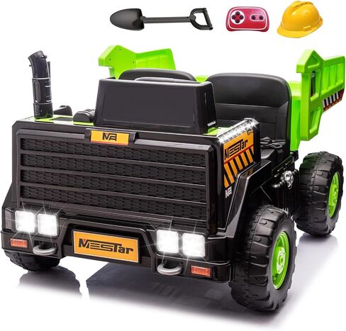 24 فولت على شاحنة تفريغ ، ركوب 24inch-2 مقعدًا على السيارة للأطفال مع التحكم عن بعد 4WD/2WD حتى 5 ميل في الساعة ، وركوب 24 فولت على الأطفال الكبار مع سرير تفريغ كهربائي مخروطات مرور مجرفة إضافية (أصفر) in Kuwait