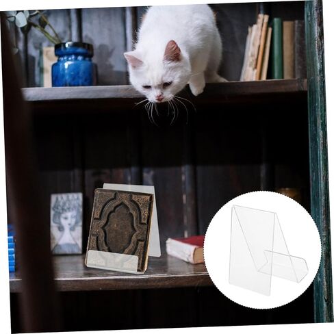 Amosfun 1Pc Acrylic Book Rack Transparent Magazine Display Stand Compact Book Holder for Tabletop Organization Premium Quality Thick Design for Home Bookstore Use in Saudi Arabia