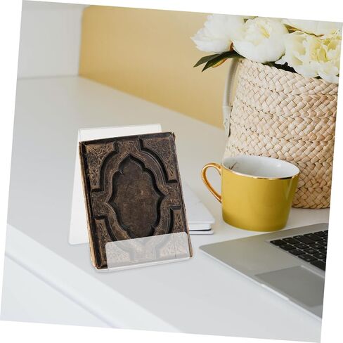 Amosfun 1Pc Acrylic Book Rack Transparent Magazine Display Stand Compact Book Holder for Tabletop Organization Premium Quality Thick Design for Home Bookstore Use in Saudi Arabia