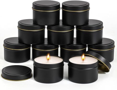 Blingfun 10 Packs 4 oz Candle Tins kit, Candle Making Tins, Candle Jars, 100pcs Candle Wicks, 100pcs Wick Stickers, Candle Containers for Making Candles (Flowers) in Kuwait
