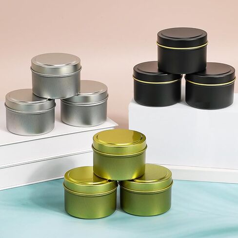 Blingfun 10 Packs 4 oz Candle Tins kit, Candle Making Tins, Candle Jars, 100pcs Candle Wicks, 100pcs Wick Stickers, Candle Containers for Making Candles (Flowers) in Kuwait