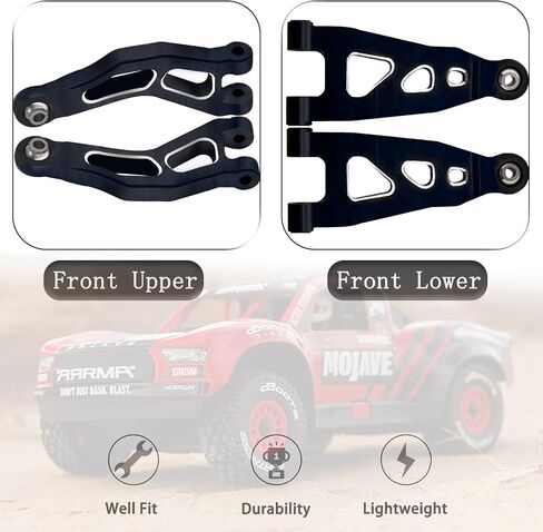 أذرع التعليق الأمامية السفلى من الألومنيوم لـ Arrma 1/16 Mojave Grom & Losi 1/12 NASCAR Models | قطع غيار سبيكة متينة CNC ، استبدال ARA330839 in Kuwait