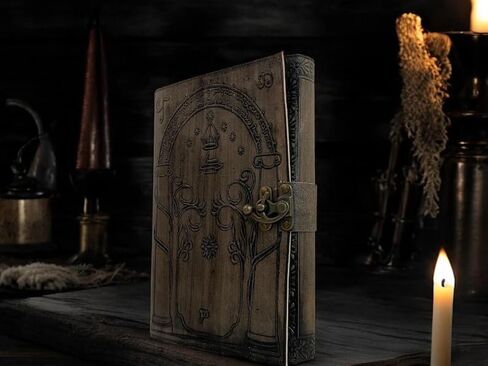 أبواب Durin Tolkien Lord of the Ring Journal Leather Journal ، Book Hobbit Jrr Tolkien Books Lord of the Rings Book of Shadows Grimoire Witchcraft Supplies Percchandise Bookends Gift for Men and Women 7x5 in (Brown) in Kuwait