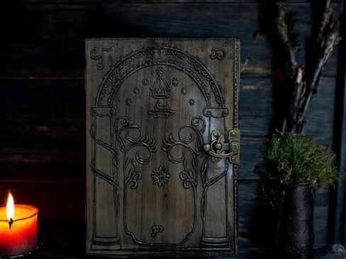 أبواب Durin Tolkien Lord of the Ring Journal Leather Journal ، Book Hobbit Jrr Tolkien Books Lord of the Rings Book of Shadows Grimoire Witchcraft Supplies Percchandise Bookends Gift for Men and Women 7x5 in (Brown) in Kuwait
