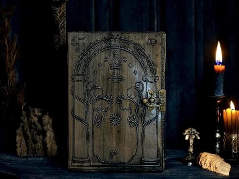 أبواب Durin Tolkien Lord of the Ring Journal Leather Journal ، Book Hobbit Jrr Tolkien Books Lord of the Rings Book of Shadows Grimoire Witchcraft Supplies Percchandise Bookends Gift for Men and Women 7x5 in (Brown) in Kuwait