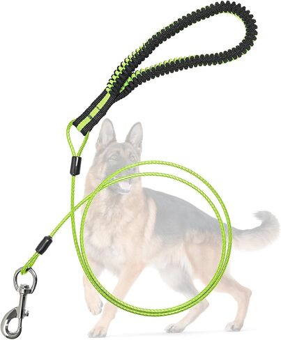 Heavy Duty Dog Leash, Chew Proof Metal Leash for Large Dogs (Up to 250lbs), WireRope Dog Leashes with Soft Silicone Grip (Green, 3 FT) in Saudi Arabia
