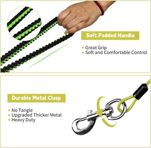 Heavy Duty Dog Leash, Chew Proof Metal Leash for Large Dogs (Up to 250lbs), WireRope Dog Leashes with Soft Silicone Grip (Green, 3 FT) in Saudi Arabia