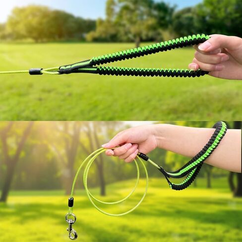 Heavy Duty Dog Leash, Chew Proof Metal Leash for Large Dogs (Up to 250lbs), WireRope Dog Leashes with Soft Silicone Grip (Green, 3 FT) in Saudi Arabia