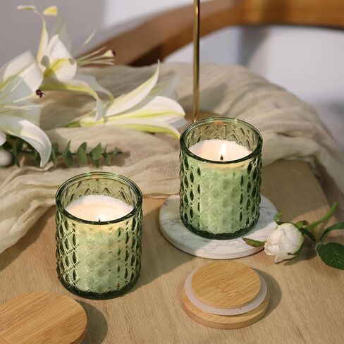 15pcs 7.5oz Candle jars for Making Candles, Clear Glass Candle Vessels With Bamboo Lids and Sticky Labels, Candle Containers for Making Candles and Candle Making Supplies in Kuwait