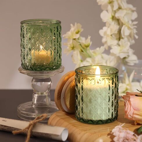 15pcs 7.5oz Candle jars for Making Candles, Clear Glass Candle Vessels With Bamboo Lids and Sticky Labels, Candle Containers for Making Candles and Candle Making Supplies in Kuwait