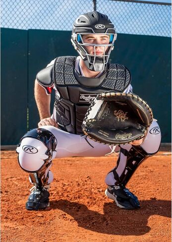 رولينغز | واقيات ساق MACH Catcher | البيسبول | الكبار | أسود/أبيض in Saudi Arabia