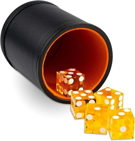 Purple Haze Felt-Lined Synthetic Leather Dice Cup Set with 5 Casino Dice in Saudi Arabia