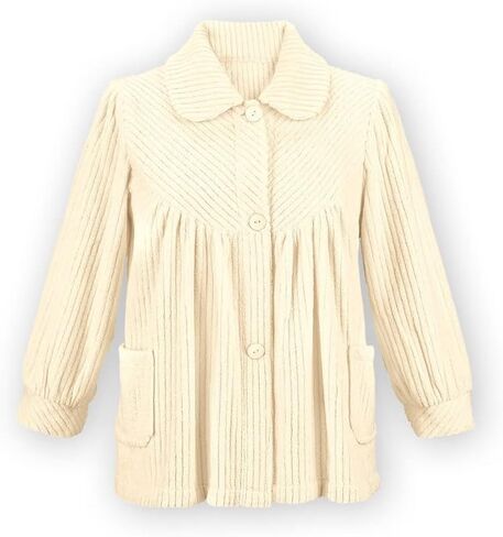 Etc Women's Soft Fleece Full-Button Front Bed Jacket with Pockets Pink Small in Saudi Arabia