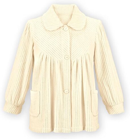 Etc Women's Soft Fleece Full-Button Front Bed Jacket with Pockets Pink Small in Saudi Arabia