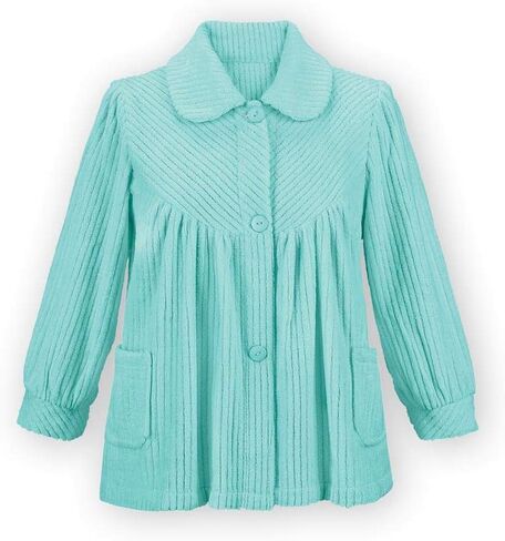 Etc Women's Soft Fleece Full-Button Front Bed Jacket with Pockets Pink Small in Saudi Arabia