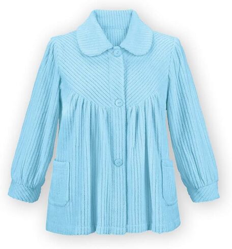 Etc Women's Soft Fleece Full-Button Front Bed Jacket with Pockets Pink Small in Saudi Arabia