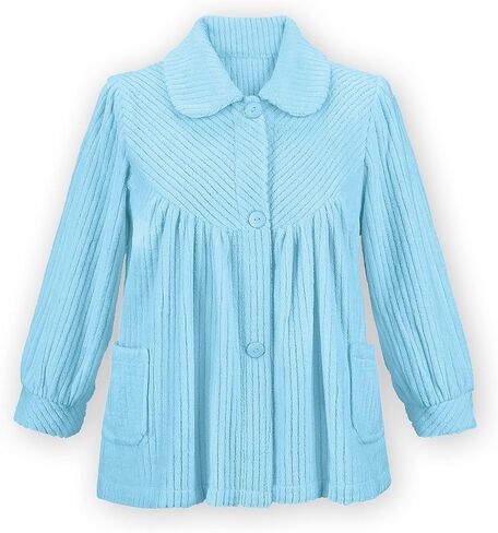 Etc Women's Soft Fleece Full-Button Front Bed Jacket with Pockets Pink Small in Saudi Arabia