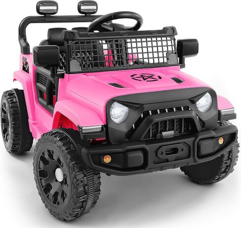 ELEMARA Ride On Car, Bluetooth Ride on Toys for Toddlers, 12V Kids Battery Powered Vehicles w/Remote, 3.5 mph Ride on Jeep, Motorized Off-Road Truck, Electric Car for Kids w/3 Speeds,LED Lights- Green in Saudi Arabia