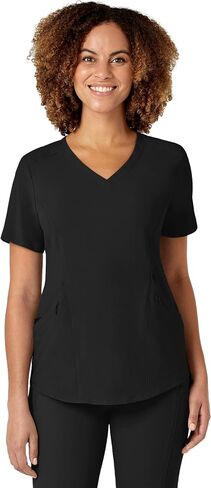 WonderWink Womens Renew Women's V-Neck Top Medical Scrubs, Black, Small US in Saudi Arabia
