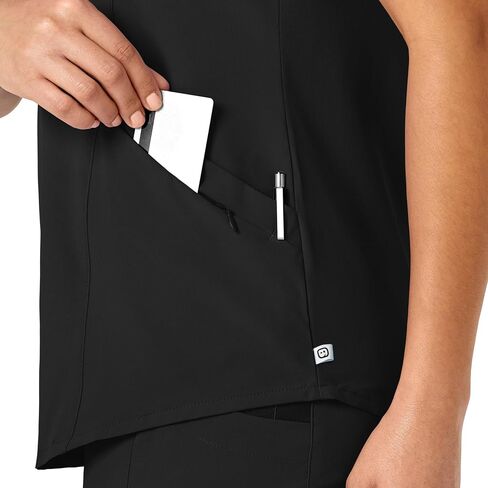 WonderWink Womens Renew Women's V-Neck Top Medical Scrubs, Black, Small US in Saudi Arabia