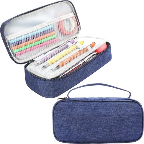 Large Capacity Pencil Pouch, Pink Pencil Case, Cute Pencil Bag with Zipper, Soft Aesthetic Pencil Bag Case for Girls with Handle, Preppy Canvas Pencil Pouch Organizer for School Home Office Supplies in Saudi Arabia