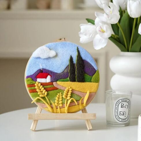 Wonafa Needle Love Starter Set ، Wool Needle Love Starter Kit ، Knerner Needle Love Kit مع إبر محسوسة من الصوف ، إطار صور ، حصيرة رغوة ، قماش محسوس وتعليمات (مشهد مثالي) in Kuwait