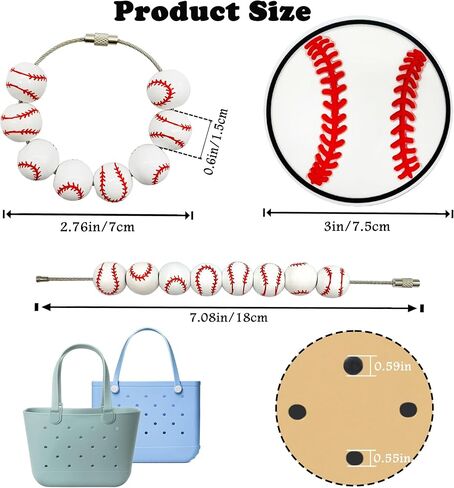 2 PCS Charms for Bogg Bag Accessories – Rubber Decorative Inserts for Original & XL, Sports Theme Tote Decorations, Fits Simply Southern & Other Beach Bags in Saudi Arabia