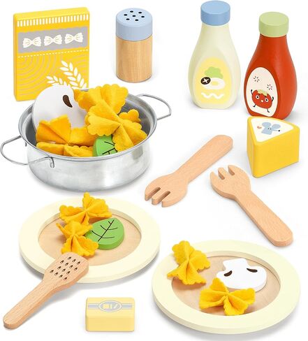 Wooden Pizza Play Set – 24 PCS Slice‑&‑Serve Pretend Play Pizza Toy, Hook‑and‑Loop Cutting, Montessori Kitchen Role Play, Wooden Play Food Gift for Toddlers Ages 3‑6 in Kuwait