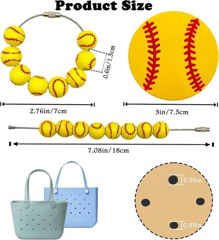 2 PCS Charms for Bogg Bag Accessories – Rubber Decorative Inserts for Original & XL, Sports Theme Tote Decorations, Fits Simply Southern & Other Beach Bags in Saudi Arabia