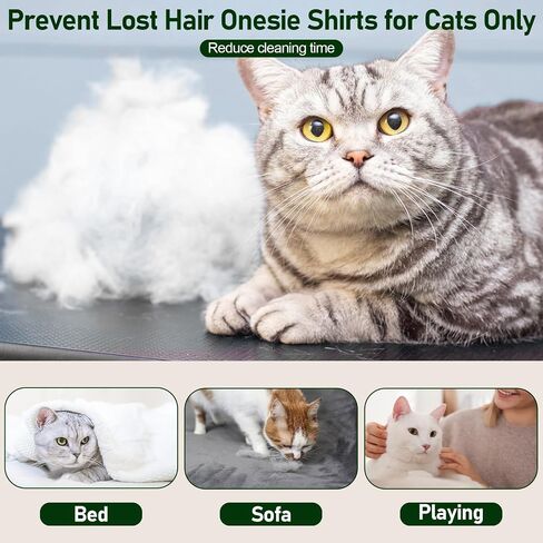 Cat Pajamas for Cats Only, Sticky Hair Cat Clothes, Long Sleeve Sphynx Clothes, Anti-Licking or Skin Disease Recovery Suit for Female Cats, Kitten Onesie Pajamas, ArmyGreen, S in Saudi Arabia