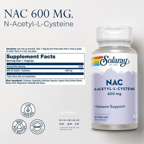 SOLARAY NAC N-Acetyl-L-Cysteine Supplement, 600 mg, 60 Count in Saudi Arabia