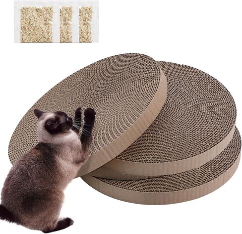 Round Cat Scratcher Pad 10 inch Diameter 3/5 inch Thickness Scratch Replacement Cardboard Cat Scratcher Refill Scratching Board Cat scratchers for Indoor Cats(1 Pc) in Saudi Arabia