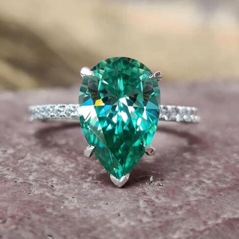 925 Sterling Silver Diamond Ring Promise Rings for her Classic Emerald Rings Green Gemstone Heart-Shaped Cubic Zirconia Rings CZ Diamond Ring Eternity Fashion Band Ring for Women Birthday Present（7） in Saudi Arabia