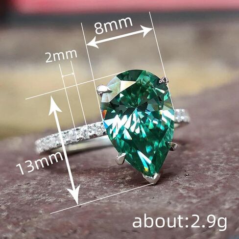 925 Sterling Silver Diamond Ring Promise Rings for her Classic Emerald Rings Green Gemstone Heart-Shaped Cubic Zirconia Rings CZ Diamond Ring Eternity Fashion Band Ring for Women Birthday Present（7） in Saudi Arabia