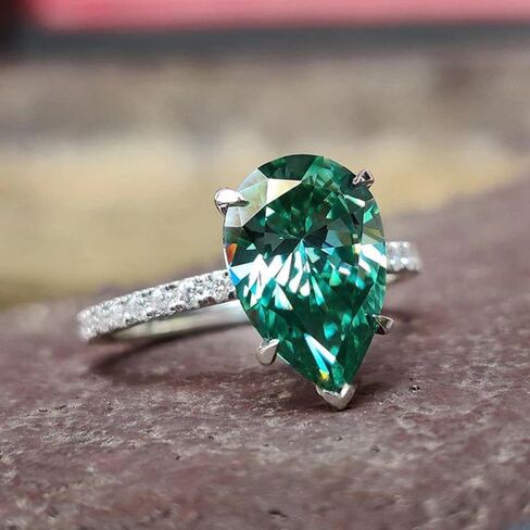 925 Sterling Silver Diamond Ring Promise Rings for her Classic Emerald Rings Green Gemstone Heart-Shaped Cubic Zirconia Rings CZ Diamond Ring Eternity Fashion Band Ring for Women Birthday Present（7） in Saudi Arabia