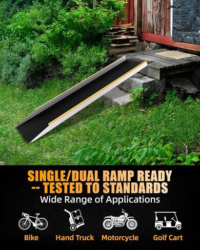 Aluminum Shed Ramp 2PC, 4' Long Loading Ramp for Riding Mower, Lightweight Sturdy Anti-Slip Ramps with Punch Plate Surface, 880 lbs Capacity for Lawn Mower, ATV,Motorcycle- 8" Wide, 4' Long in Saudi Arabia