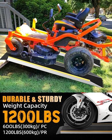 Aluminum Shed Ramp 2PC, 4' Long Loading Ramp for Riding Mower, Lightweight Sturdy Anti-Slip Ramps with Punch Plate Surface, 880 lbs Capacity for Lawn Mower, ATV,Motorcycle- 8" Wide, 4' Long in Saudi Arabia