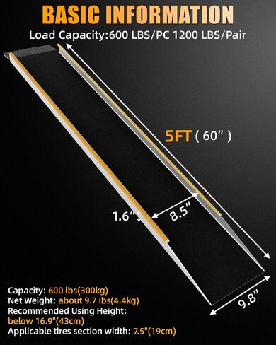 Aluminum Shed Ramp 2PC, 4' Long Loading Ramp for Riding Mower, Lightweight Sturdy Anti-Slip Ramps with Punch Plate Surface, 880 lbs Capacity for Lawn Mower, ATV,Motorcycle- 8" Wide, 4' Long in Saudi Arabia