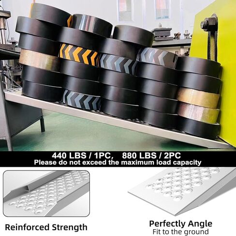 Aluminum Shed Ramp 2PC, 4' Long Loading Ramp for Riding Mower, Lightweight Sturdy Anti-Slip Ramps with Punch Plate Surface, 880 lbs Capacity for Lawn Mower, ATV,Motorcycle- 8" Wide, 4' Long in Saudi Arabia