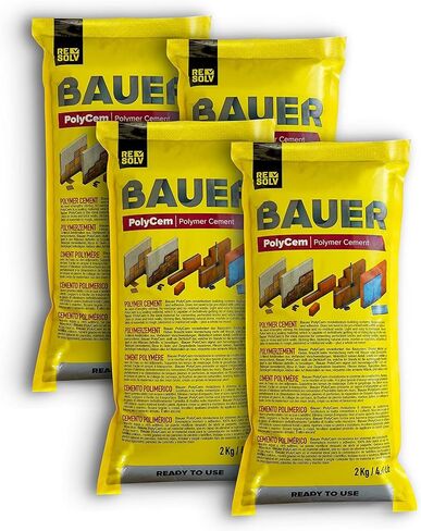 Bauer Polymer Cement - Ready-to-Use Alternative to Mortar and Adhesives. Versatile cement block repair cracks concrete tile stone brick. Set floor wall roof tiles. Convenient durable easy to store in Saudi Arabia