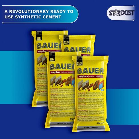 Bauer Polymer Cement - Ready-to-Use Alternative to Mortar and Adhesives. Versatile cement block repair cracks concrete tile stone brick. Set floor wall roof tiles. Convenient durable easy to store in Saudi Arabia
