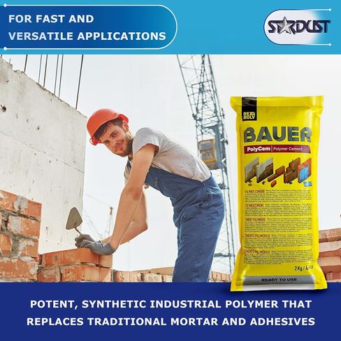 Bauer Polymer Cement - Ready-to-Use Alternative to Mortar and Adhesives. Versatile cement block repair cracks concrete tile stone brick. Set floor wall roof tiles. Convenient durable easy to store in Saudi Arabia