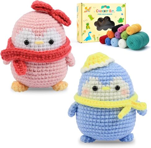 Brikabia Crochet Kit for Beginners, 2PCS Crochet Starter Kit Include Crochet Hooks, Soft Knitting Yarn, Step by Step Video Tutorials, Ideal Holiday Birthday Gift, Dinasaur & Egg in Saudi Arabia