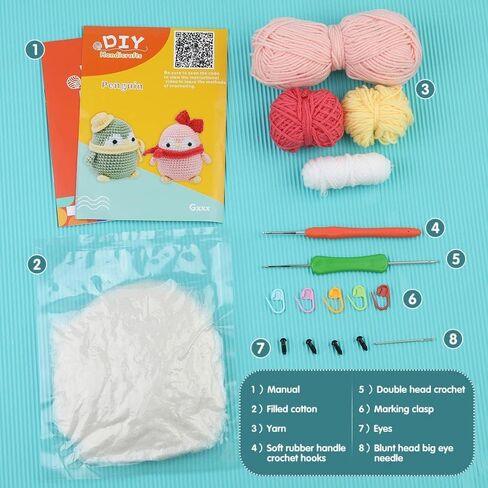 Brikabia Crochet Kit for Beginners, 2PCS Crochet Starter Kit Include Crochet Hooks, Soft Knitting Yarn, Step by Step Video Tutorials, Ideal Holiday Birthday Gift, Dinasaur & Egg in Saudi Arabia