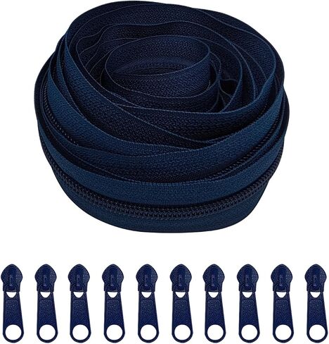 ANPURZII NO.5 Nylon Coil Black Zippers by The Yard Bulk 5 Yards with 10pcs Zipper Sliders for DIY Sewing Tailor Craft Bags (Black) in Kuwait