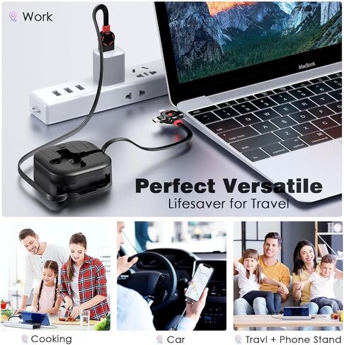 كابل شحن متعدد قابل للسحب 3 في 1 مع الهاتف المحمول/النوع C/منفذ USB صغير للهاتف المحمول/Galaxy S9/S8/S7/Hawei والمزيد in Kuwait